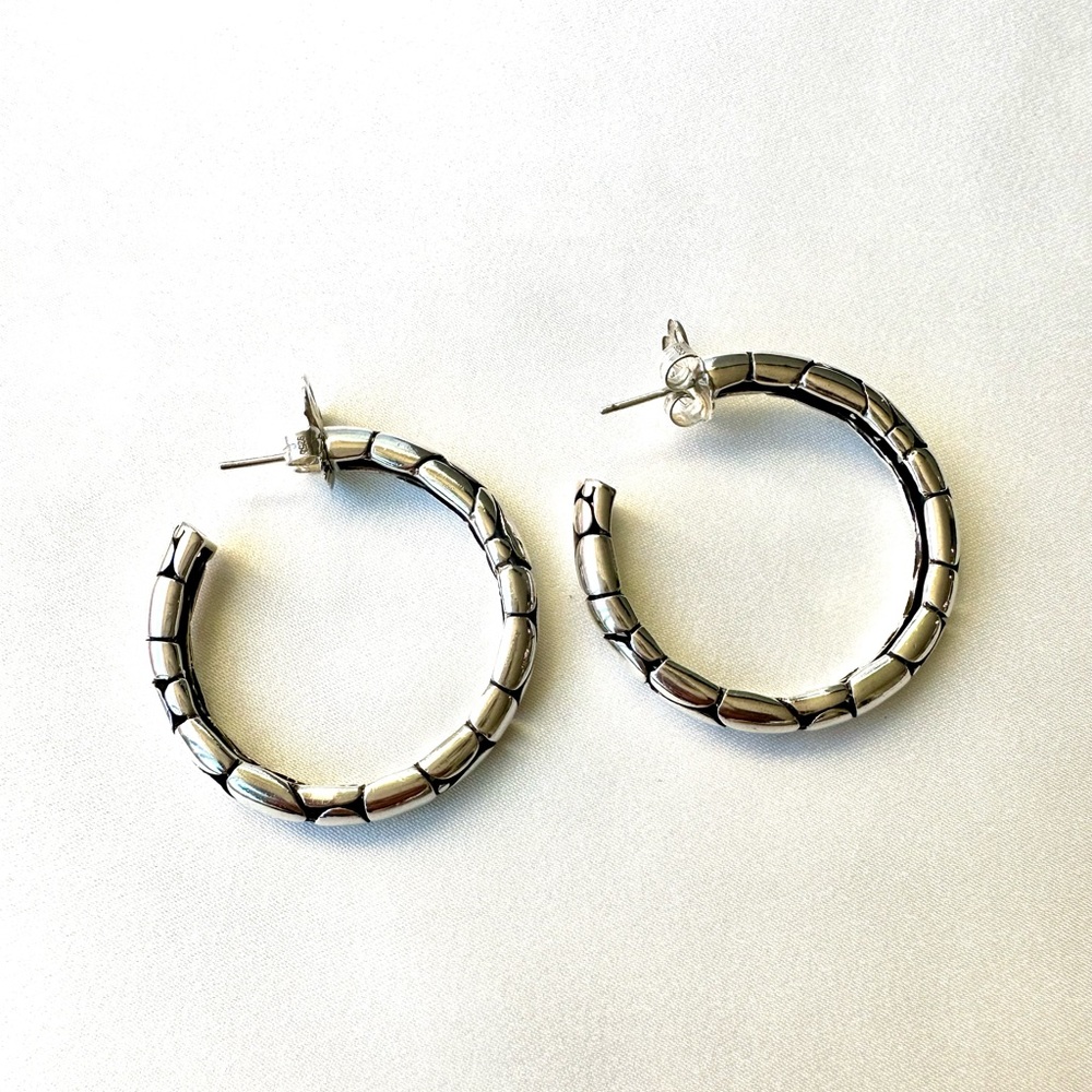 John Hardy textured hoop earrings